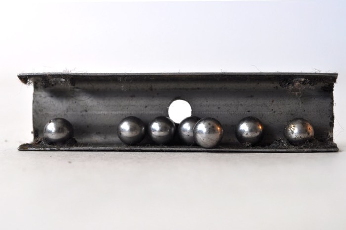 Ball bearings in drawer runner Ball bearings in drawer runner